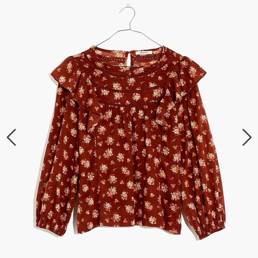 Ladder-Trim Ruffle Top in Homestead Bouquet